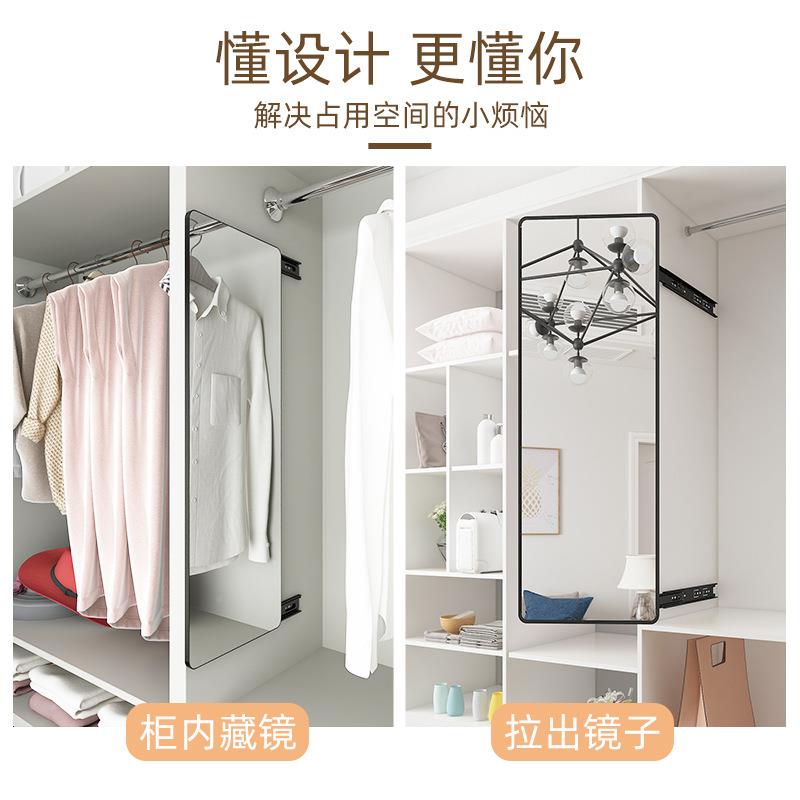 衣柜镜子内装隐穿形推拉身镜柜内折叠内VEK置衣镜关闭旋全转可试