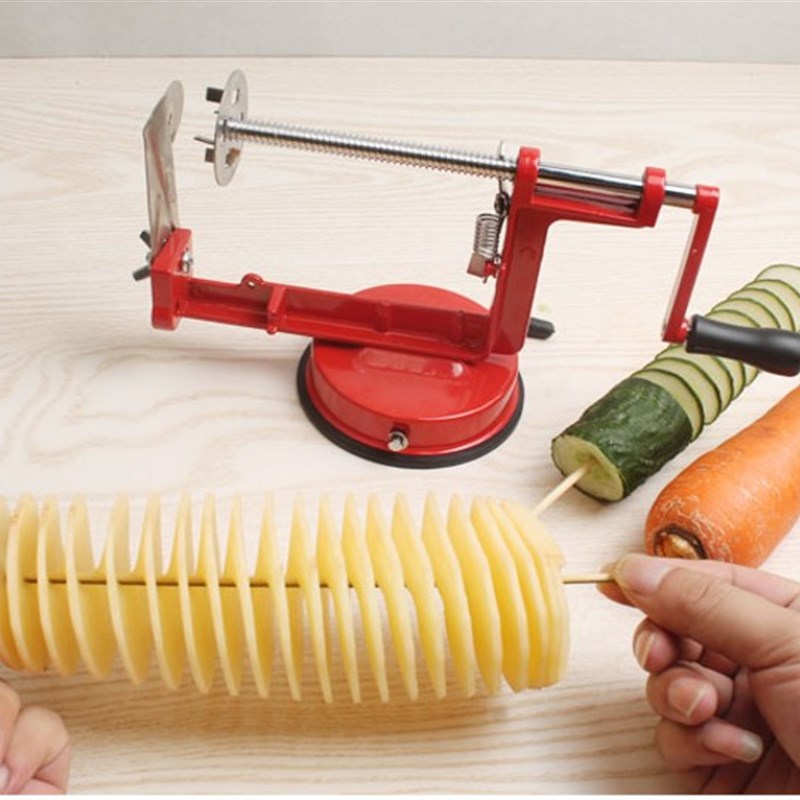 手动旋转薯塔机不锈钢土豆薯片器旋风土豆切片机黄瓜胡萝卜切削机