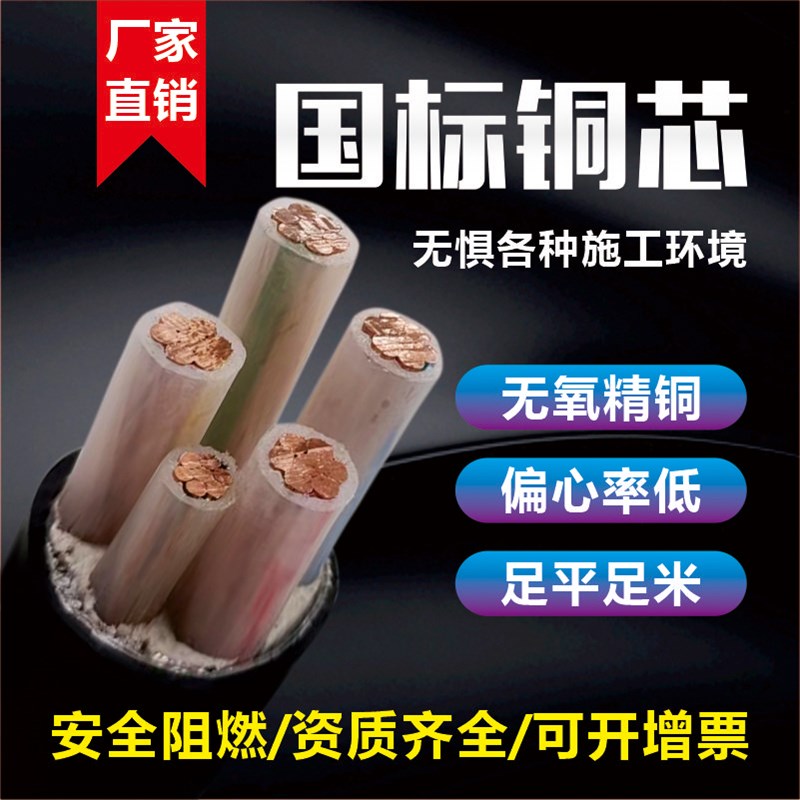 国标铜电缆2二3乘4+ 5五芯10*16*25*35平方三相四线电动力yjv电缆