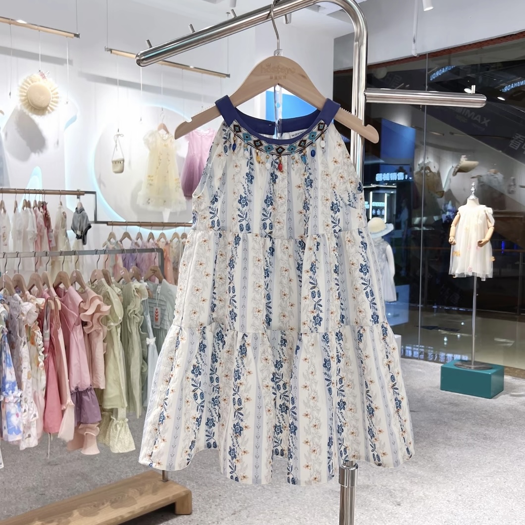 女童连衣裙夏装2025新款洋气儿童夏季无袖背心吊带裙沙滩裙公主裙
