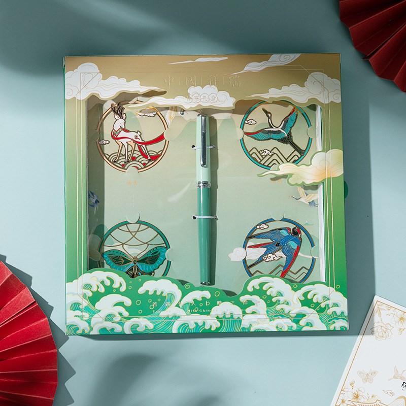 曲阜孔庙祥瑞书签钢笔套装国潮礼物金属书签礼盒装商务礼品送老师