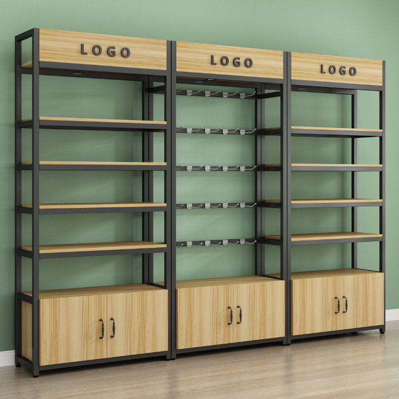 超市挂钩货架置物架便利店多层钢木货柜手机配件展示架产品展示柜