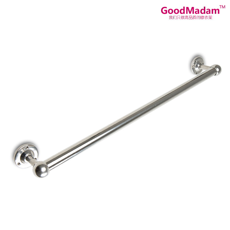 304加厚浴室不锈钢毛巾杆挂杆卫生间单杆毛巾架子顶装侧装晾衣杆
