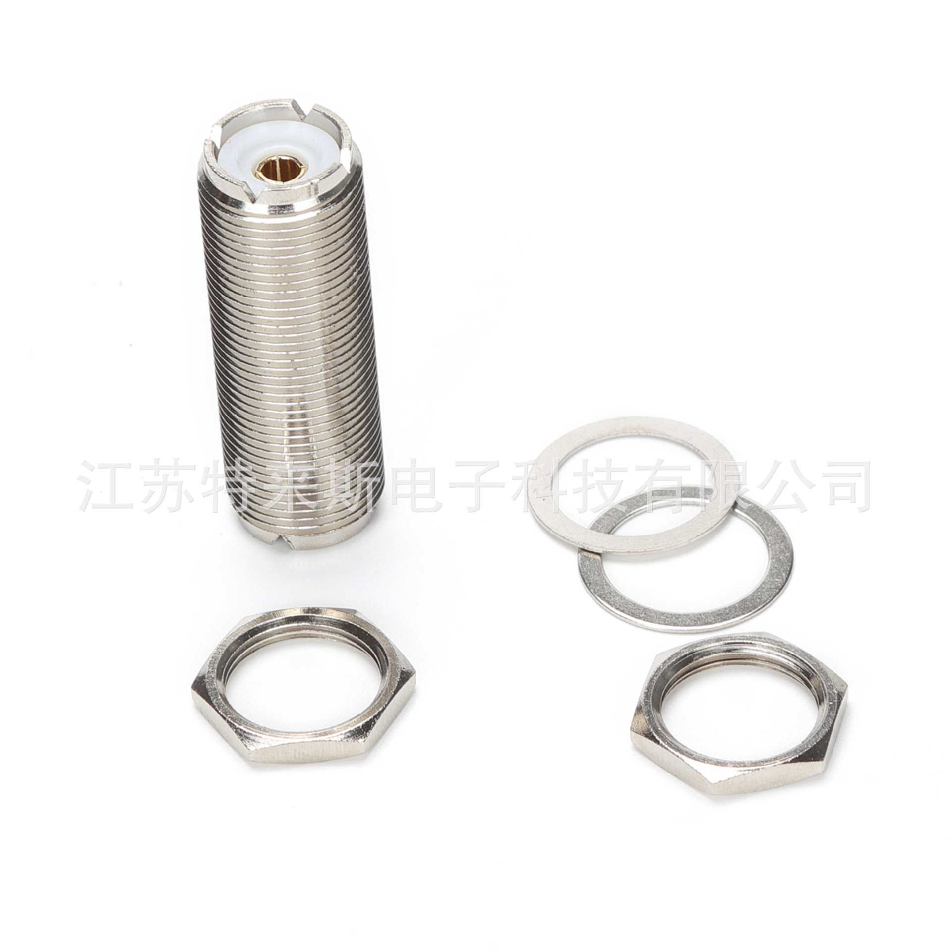 全铜镀镍uhf-kky UHF母转母 带螺母和垫片 45CM长 同轴高频转接头