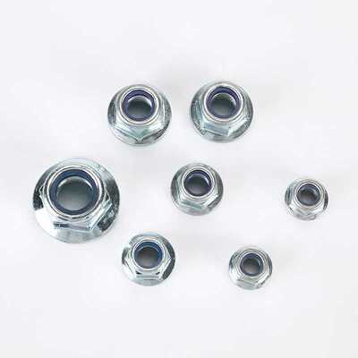8级兰白锌非金属法兰自锁螺母GB6183 尼龙锁紧螺母法兰锁紧螺帽