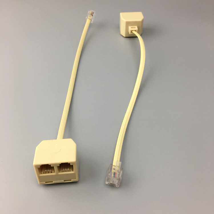 电话一分二接线盒/1分2带线牛角转接头分线器 分离器  4芯