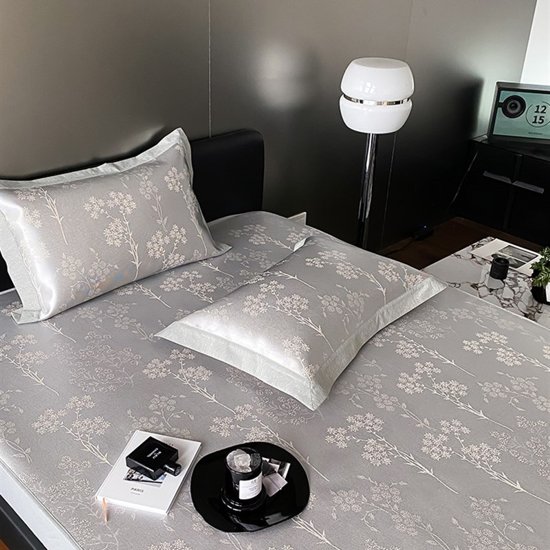 夏季A类无荧光冰丝凉席可水洗提花可折叠席子家用床笠三件套透气