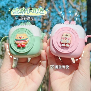 风扇可爱小风扇卡通熊叶挂脖风扇简约手持电风扇高颜值迷你风扇