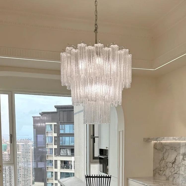 法式玻璃南洋中古客厅吊灯穆拉诺轻奢水晶复古别墅楼梯灯