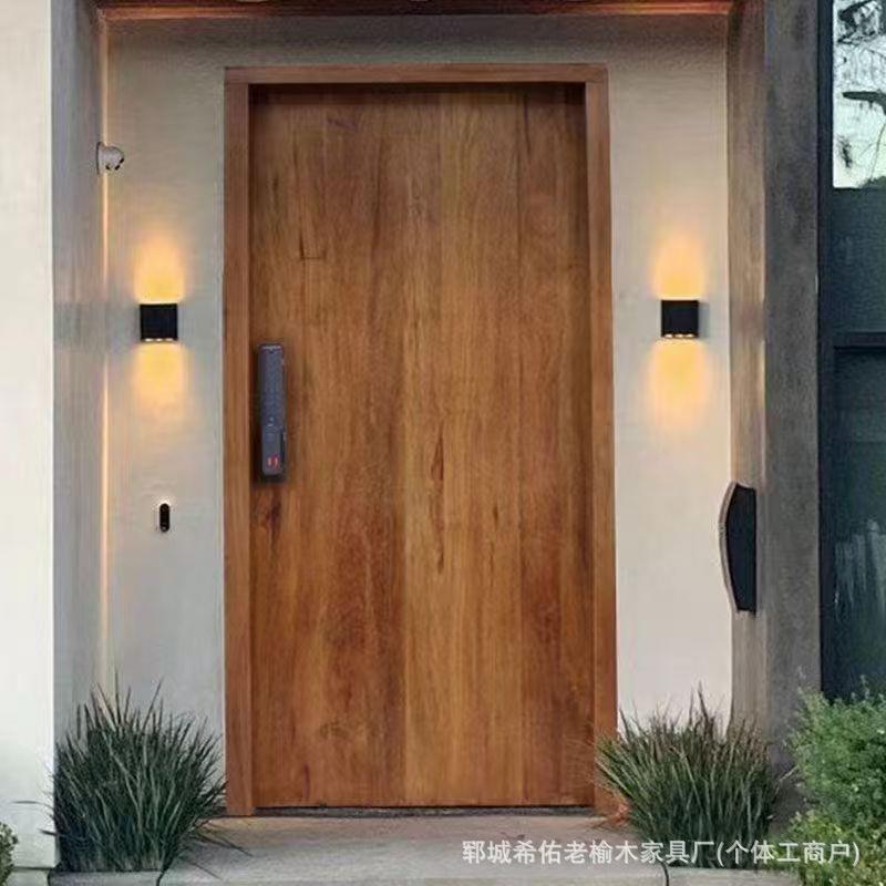 老榆木实木入户门民宿做旧木门卧室风化门板庭院咖啡厅装饰木门