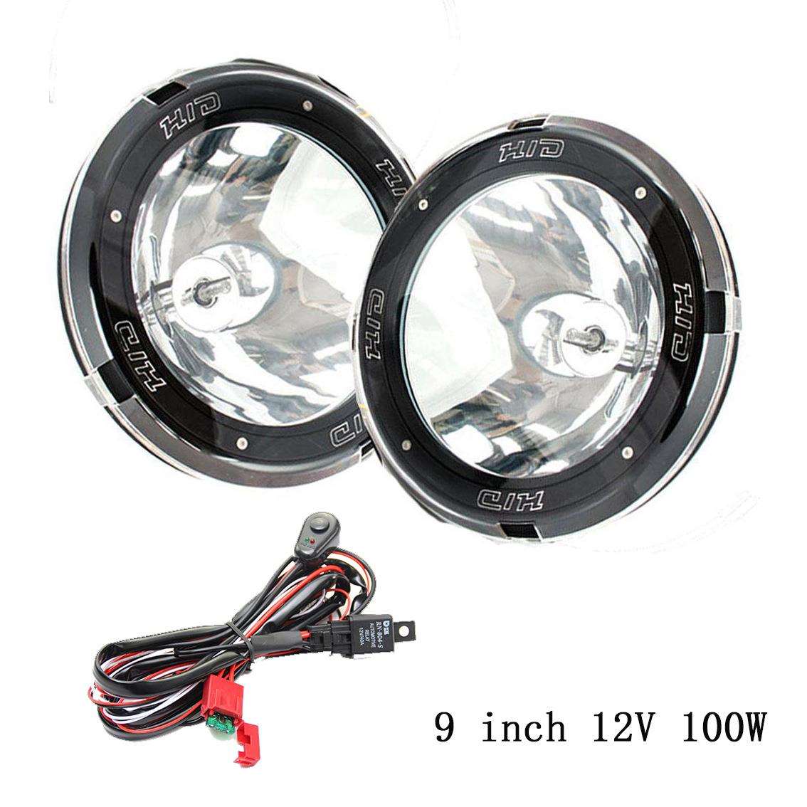 厂家 12V100W 9英寸氙气工作灯越野射灯黑圈聚光灯户外探照灯