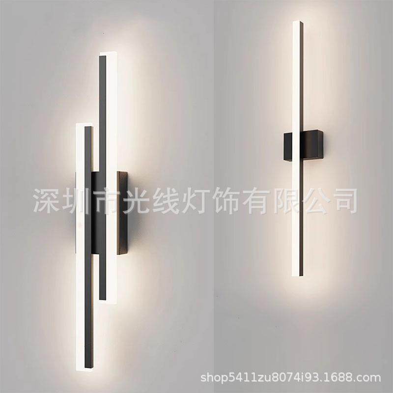 长条壁灯客厅背景卧室床头走廊亚克力单双管方管铝材线条灯可调光
