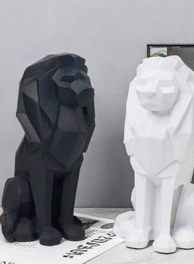 北欧几何狮子摆件创意树脂工艺品家居客厅办公室样板房装饰品