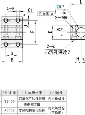 底座用支架 侧面安装腰形孔型CLNB25 CLNA20 CLNA CLNA25CLNB30