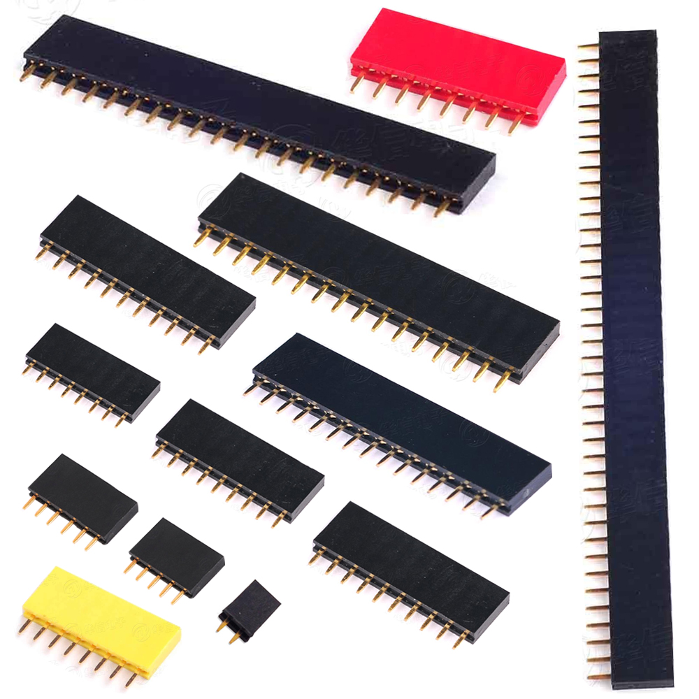排母 单排母座 排针插座1*2P/5/6/8/9/10-20P/40P 2.54mm 单排座