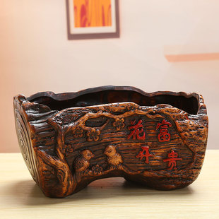 大号欧式复古红陶花盆发财树绿植盆栽室内摆件榕树吊兰灵芝陶瓷盆