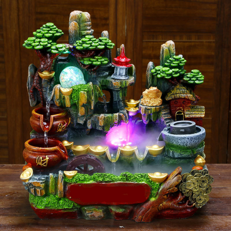 假山流水养鱼鱼缸喷泉摆件室内山水景观阳台盆景鱼池风轮工艺礼品