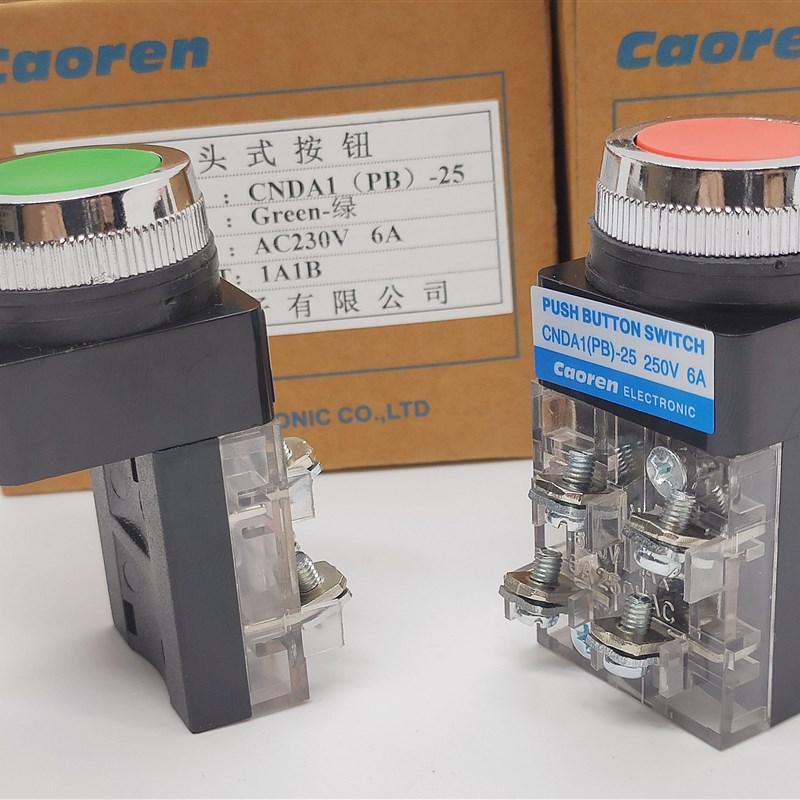 原装caoren超能CNDA1(PB)-25平头自复按钮可代替TBF-25安装孔25mm