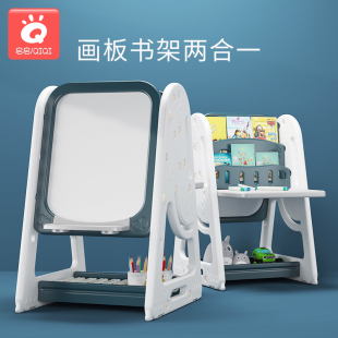 婴幼儿双面写字板 儿童画画板宝g宝画板磁性小黑板家用无尘支架式