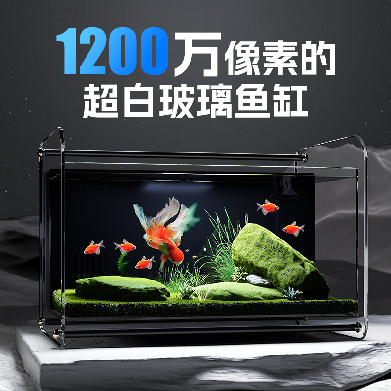 客厅小型鱼缸超白玻璃免换水生态202G4新款家用桌面轻奢网红小鱼