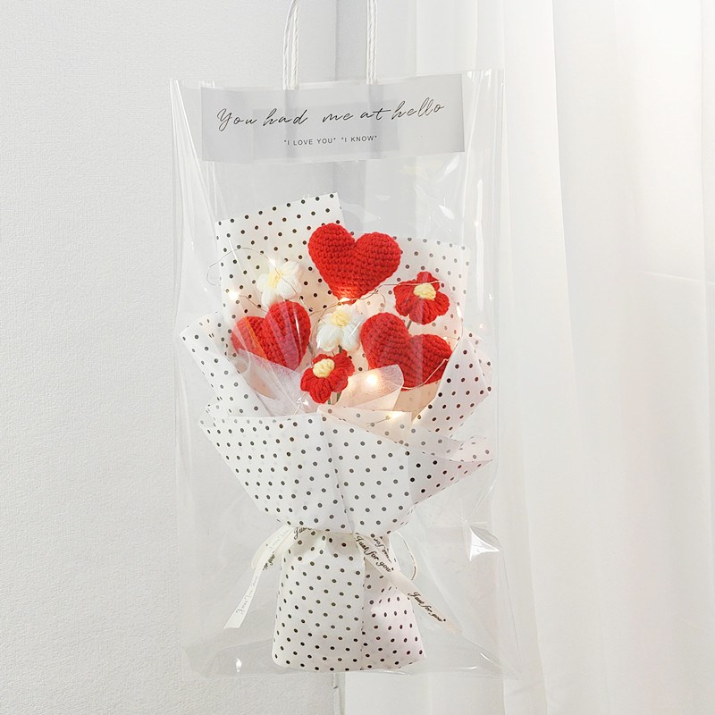 毕业季礼物成品编织铃兰花束手工毛线玫瑰闺蜜朋友生日创意礼品