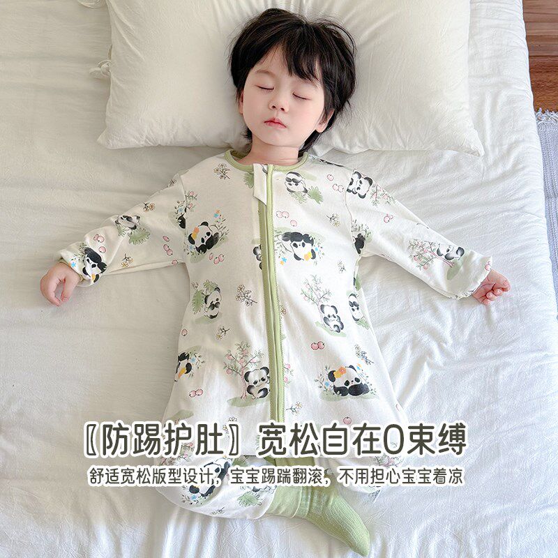 宝宝睡袋春秋薄款儿童卡通纯棉婴儿拉炼防K踢被秋天中大童连体睡