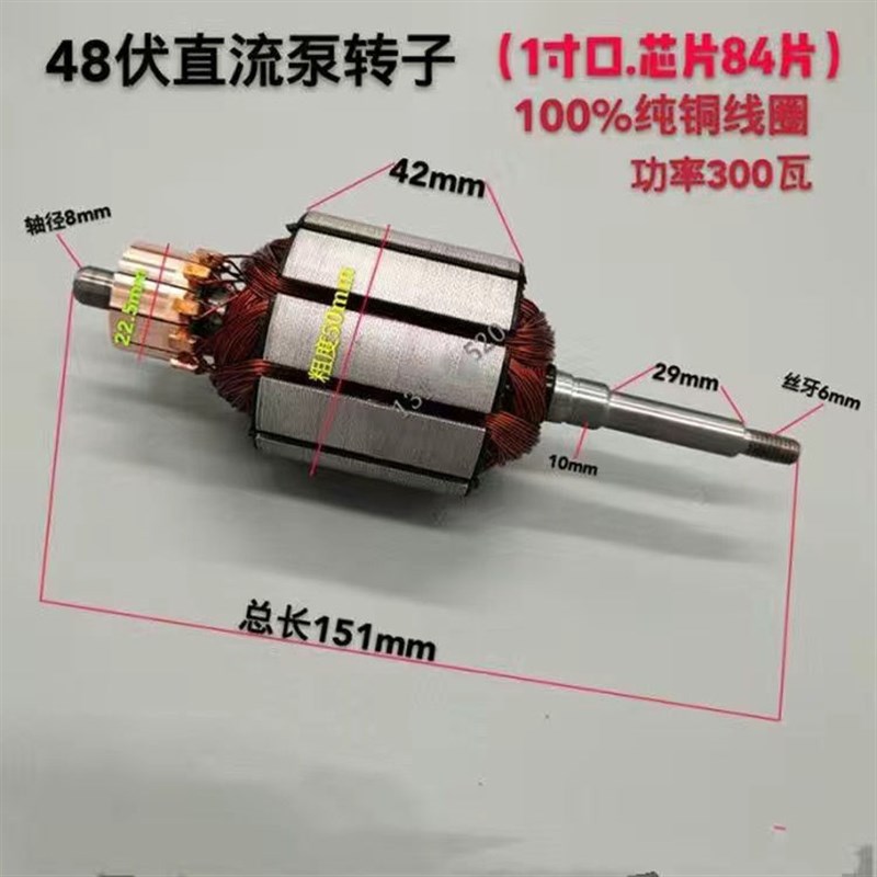 转子直流泵转子碳刷伏轴承12V24V48V60VM72V配件叶轮密封油潜水泵