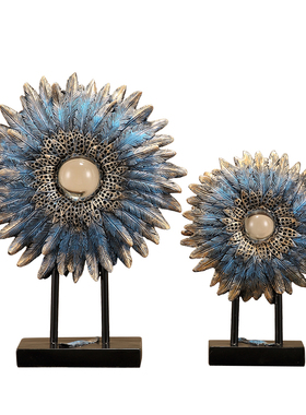 创意美式复古羽毛摆件礼品u电视柜客厅茶几样品房软装家居装饰摆