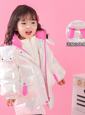 女童撞色兔耳朵羽绒服2r023秋冬新款儿童洋派女宝宝冬季中长版外