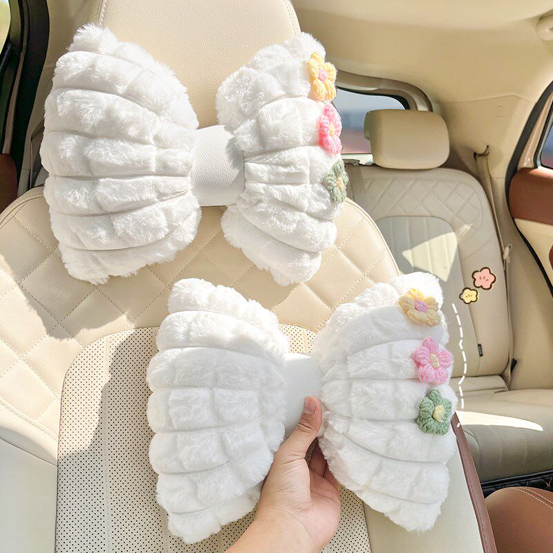 汽车头枕护颈枕女生可爱2025款冬季F毛绒座椅车载枕头车用腰靠套