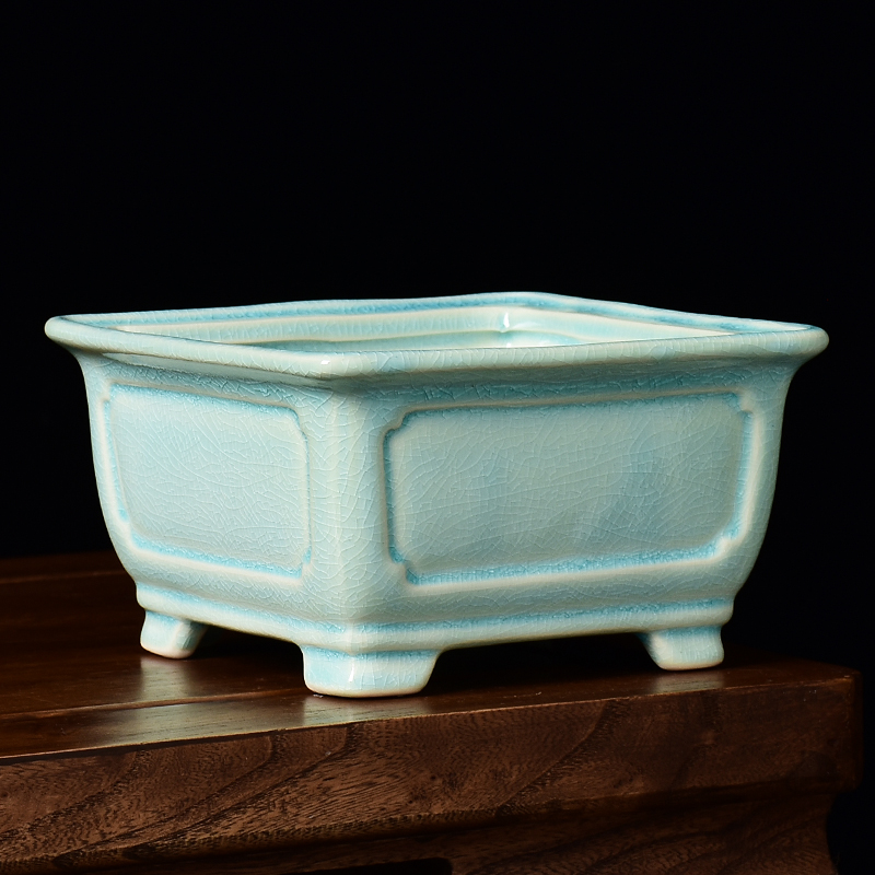 四方形花盆陶瓷大口径高款兰花盆造景飘枝K老桩盆景盆大号吊兰多