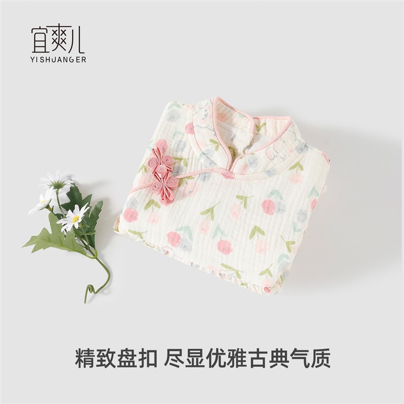 女宝宝夏装旗袍裙洋气女童中w国风公主裙婴儿纱布裙小女孩夏季裙