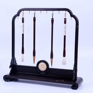 黑檀书卷笔架木质礼品毛笔挂文房四宝工艺品摆件厂家直销