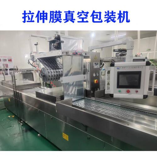 全自动连续拉伸膜真空包装机 盐焗鸡三文鱼午餐肉拉伸膜包装机