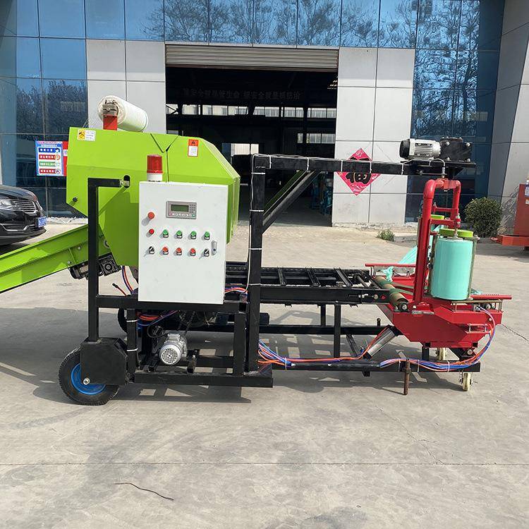 连续进料稻草打捆机秸秆花生秧牧场压块机青储密封饲料设备