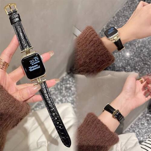 凯旋门小众鳄真皮表带适用苹果Applewatch78代65SE小蛮腰ins女潮