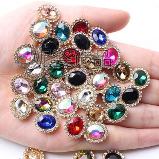 椭圆形双层爪钻8x10mm40颗 脸贴眉心贴材料 200颗手工diy手缝服装