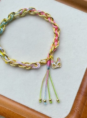 新中式狐狸面具手链编制五彩绳流苏手链国潮手串甜美原创手串