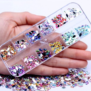 小马眼3*6mm12色新款钻盒美甲饰品平底亚克力眼妆钻指甲钻装饰品