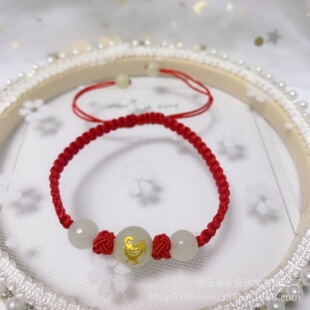 锆石朋克星芒复古红色几何型骷髅头心形纯银个性手环精致手链