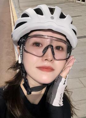 骑行眼镜灰色阳大框透明日夜两变色护用目镜防风沙户太外运动男眼