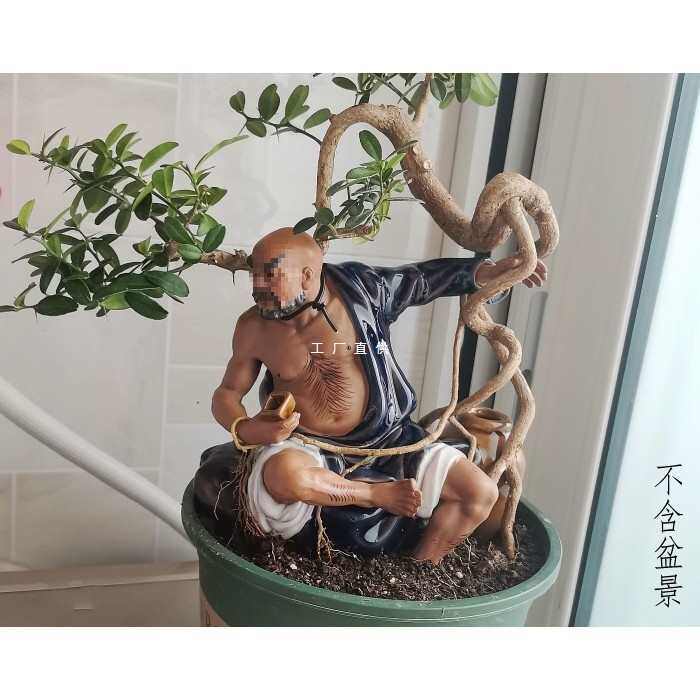 批发鲁智深陶瓷摆件倒拔杨柳家居盆景盆栽假山造景水浒传人物装