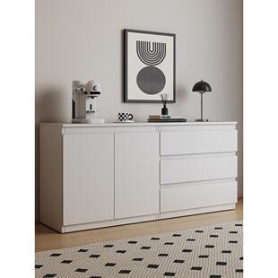 斗柜收纳柜客厅电视柜旁边吧台奶油风餐边柜一体靠墙白色抽屉边柜