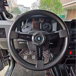 改装方向盘大支架真碳纤通用复古捷达普桑旅行真皮桃木实赛车