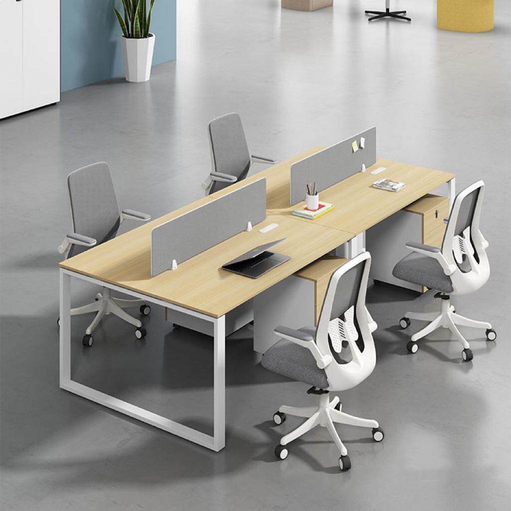 钢架职员工位桌简约现代办公室桌椅组合四4六6人位员工办公桌电脑