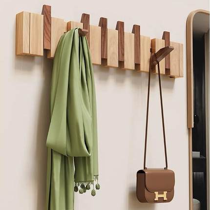 VIP实木钢琴键挂衣架创意隐形挂钩墙上壁挂入户门后免打孔收纳架