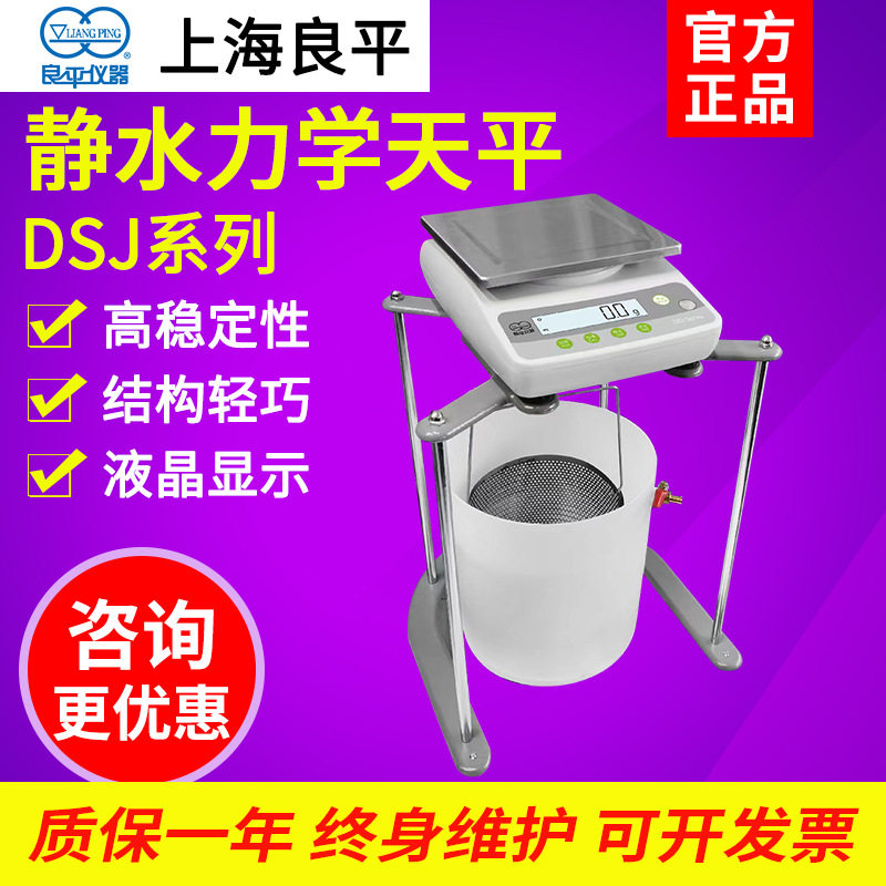 上海良平DSJ-5/DSJ-2电子静水力学天平实验室浸水天平5kg/0.1g