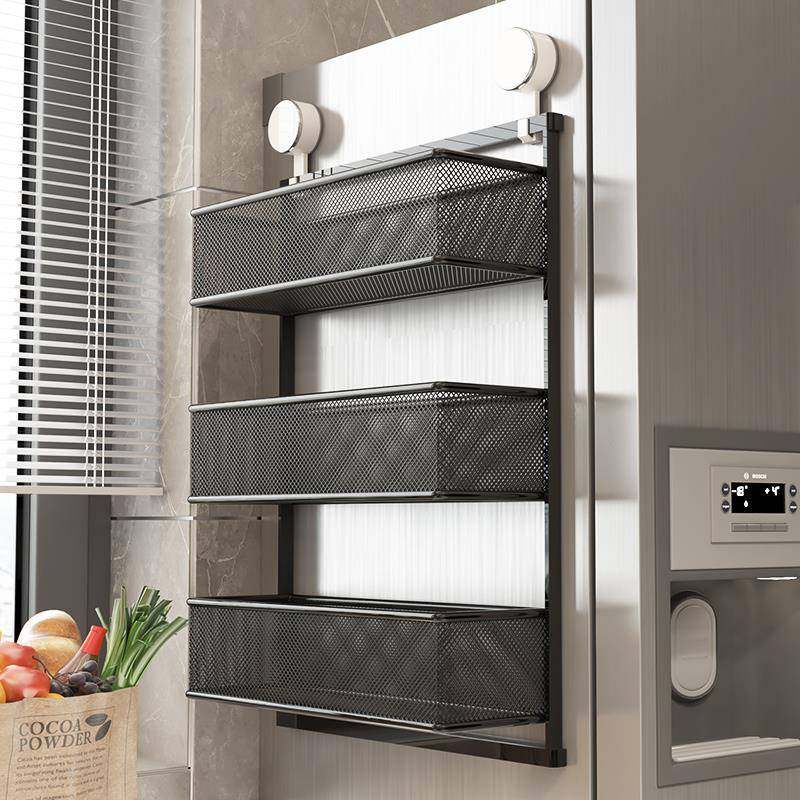 冰箱置物架调料架子多层多功能厨房免吸盘收纳架收纳侧壁挂式打孔