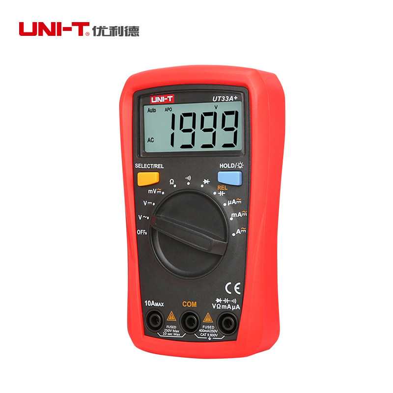优利德UT33A增强版自动防烧小型数显万用表自动量程背光万能表