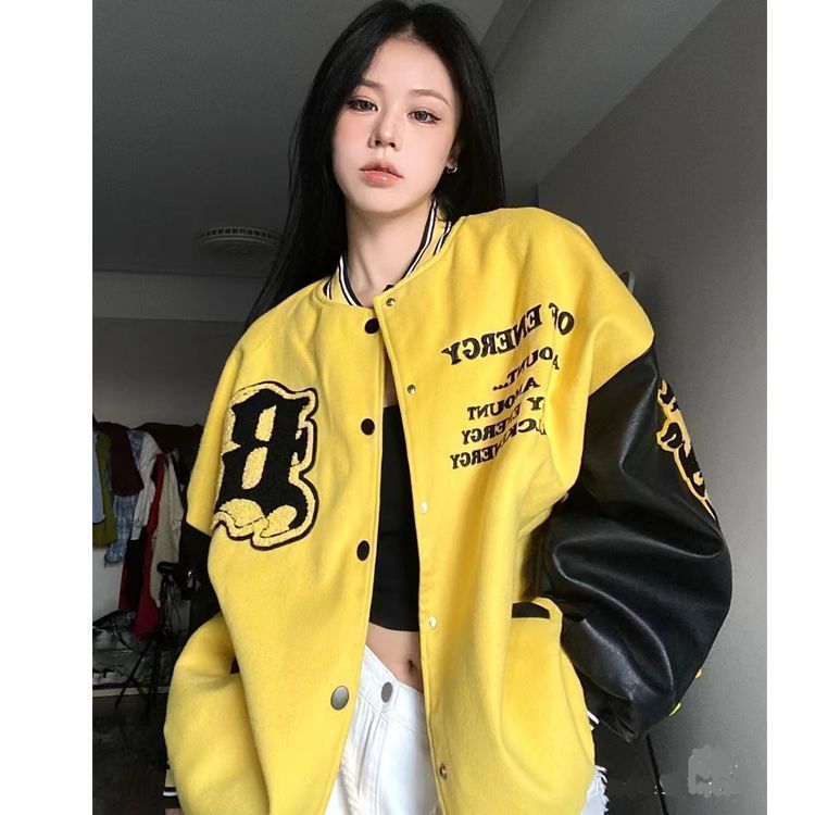 pu皮拼接外套男女宽松潮i
